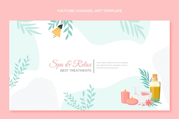 Free Vector flat design spa center youtube channel art