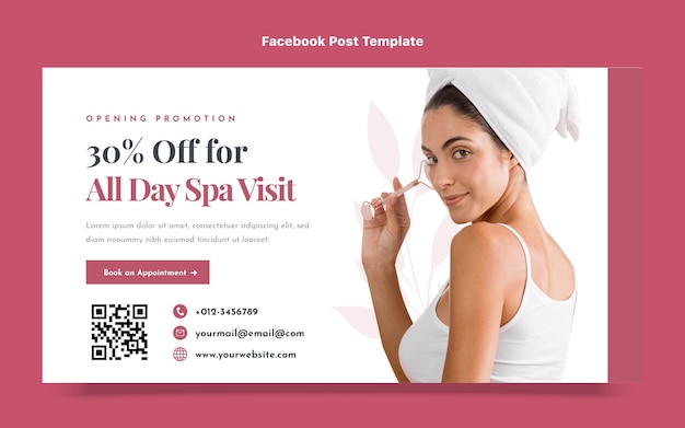 Flat design spa discount facebook post