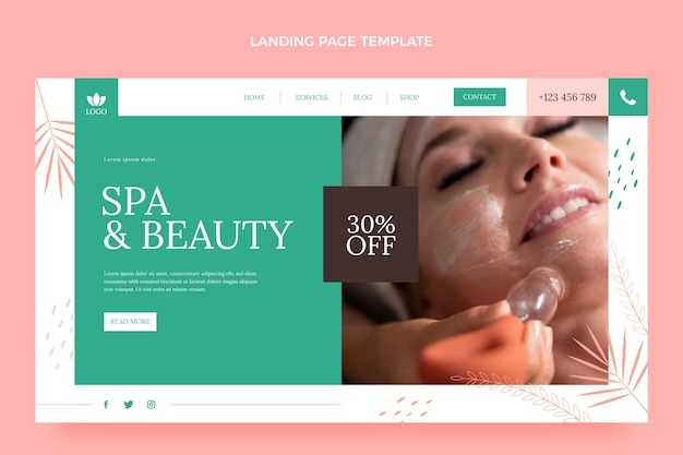 Flat design spa discount landing page