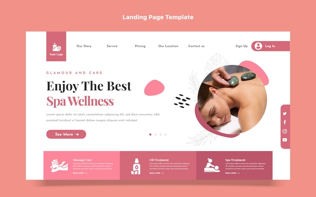 Flat design spa offer landing page