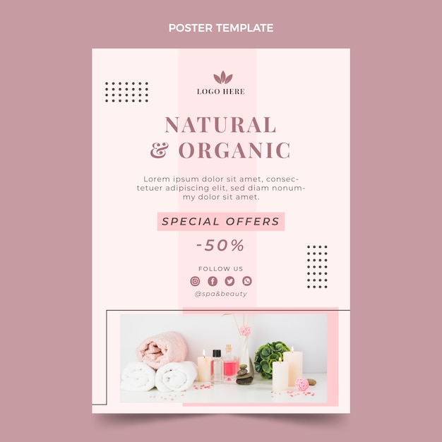 Free Vector flat design spa offer poster template