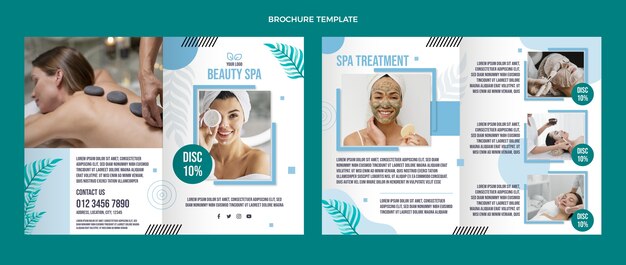 Flat design spa treatment brochure template