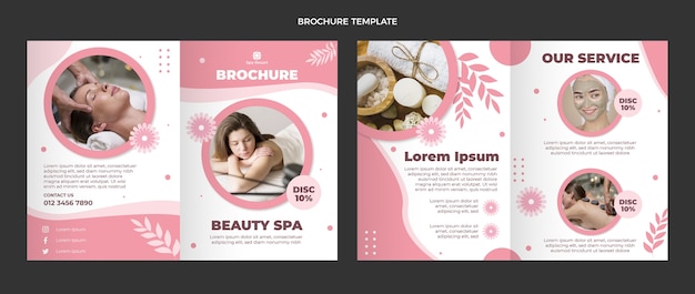 Flat design spa treatment brochure