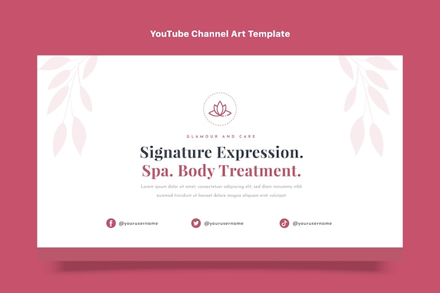 Flat design spa treatment youtube channel art