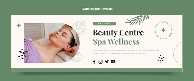 Free Vector flat design spa twitter header