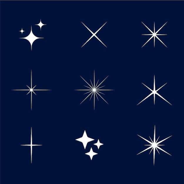 Flat design sparkling star collection