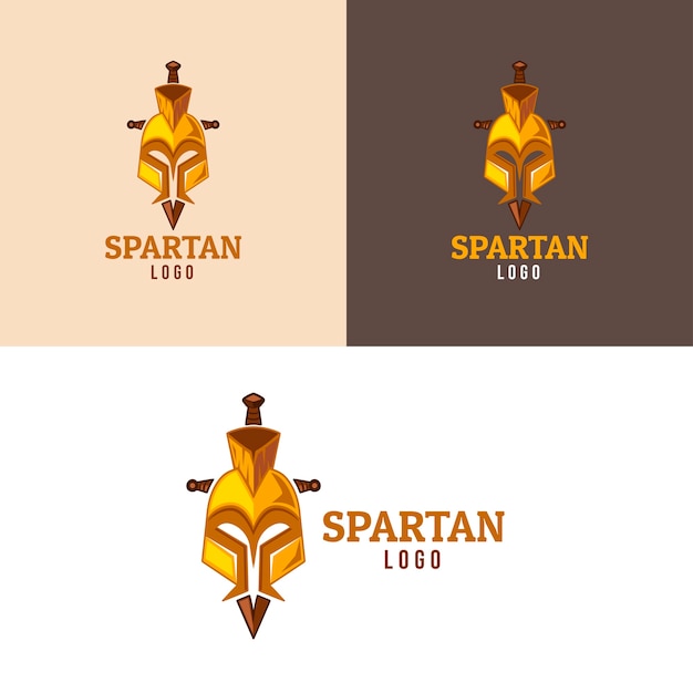 Free Vector flat design spartan helmet logo template