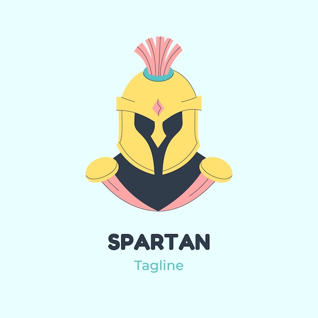 Free vector flat design spartan helmet logo