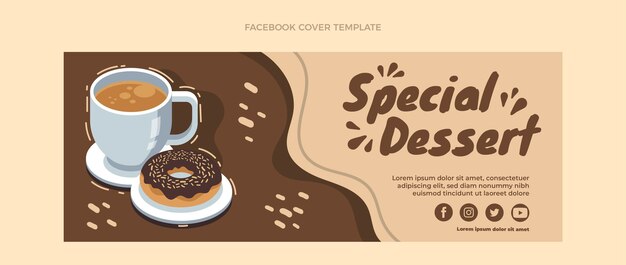 Flat design special dessert facebook cover