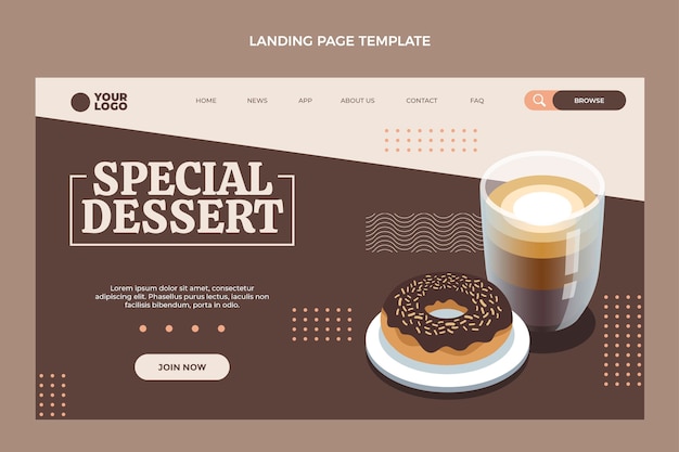 Free Vector flat design special dessert landing page