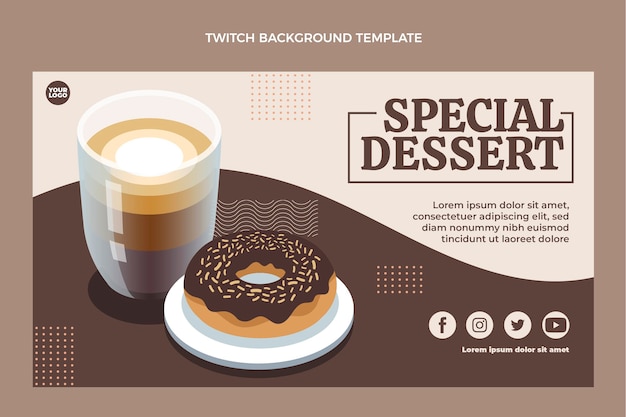 Free Vector flat design special dessert twitch background