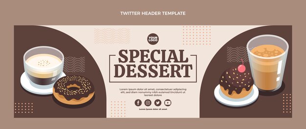 Flat design special dessert twitter header