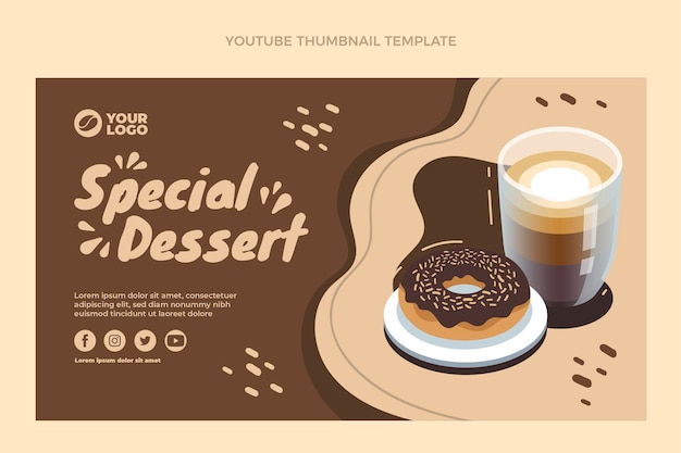 Free Vector flat design special dessert youtube thumbnail