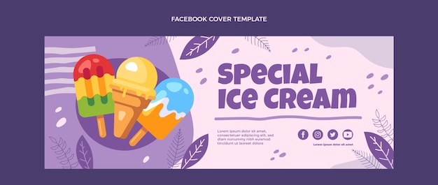 Flat design special ice cream facebook cover