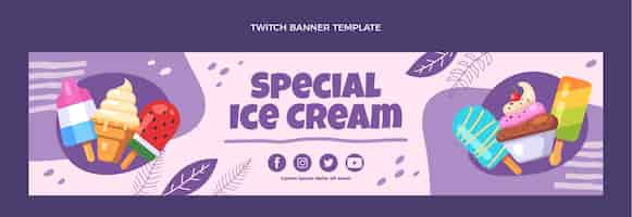 Free vector flat design special ice cream twitch banner