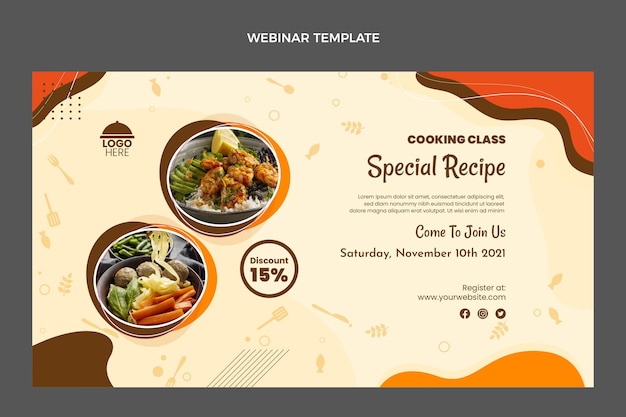 Flat design special recipes webinar template