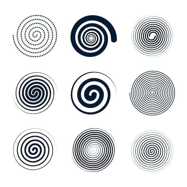 Flat design spiral circle set