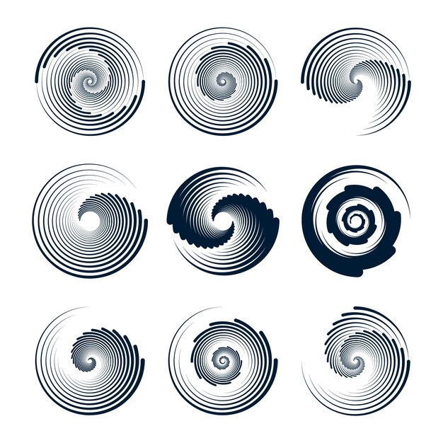 Flat design spiral circle set