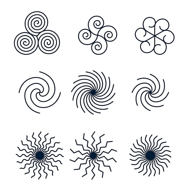 Flat design spiral circle set