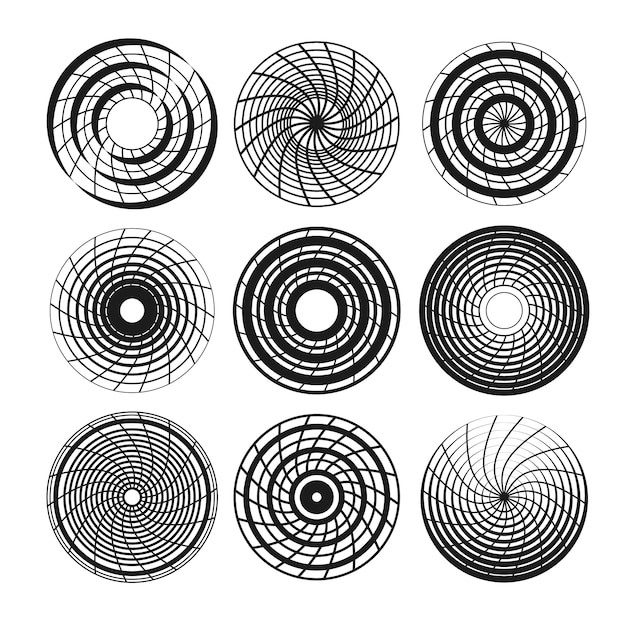 Flat design spiral circle set