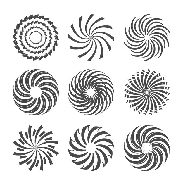 Flat design spiral circle set