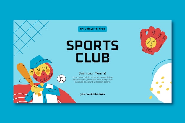 Flat design sport club  facebook post