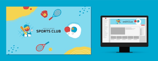 Free Vector flat design sport club   youtube channel art