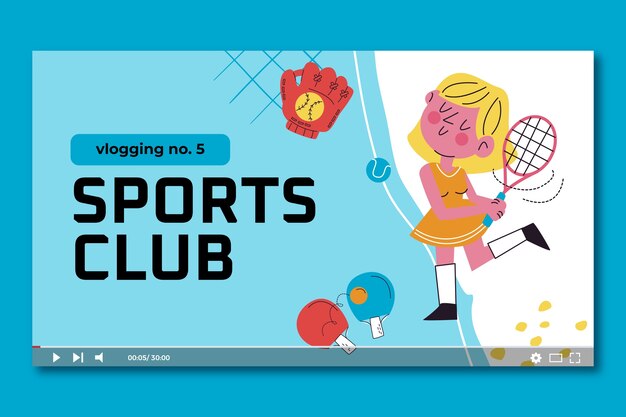 Flat design sport club youtube thumbnail