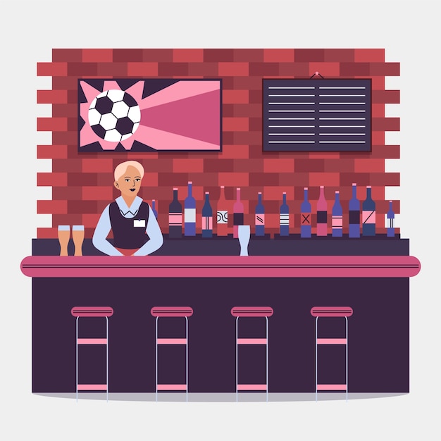 Free Vector flat design sports bar illustration