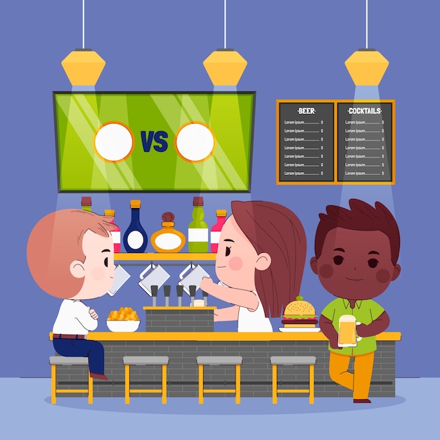 Flat design sports bar illustration