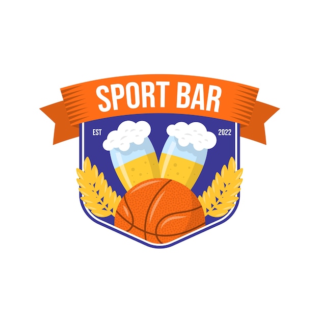 Flat design sports bar logo design