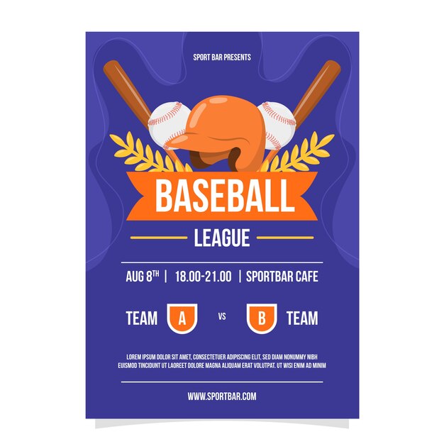 Flat design sports bar poster template