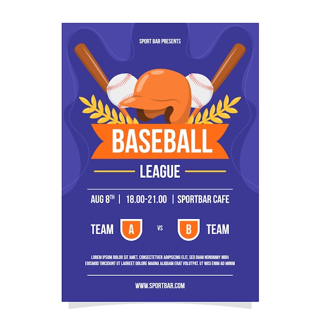 Flat design sports bar poster template