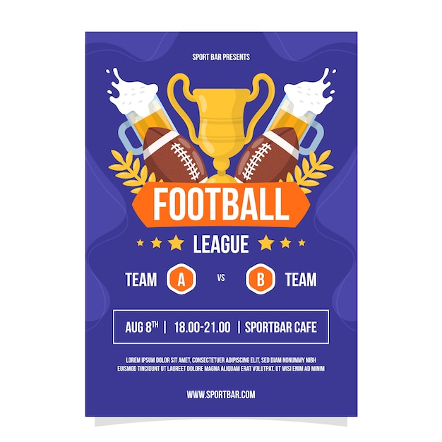 Flat design sports bar poster template