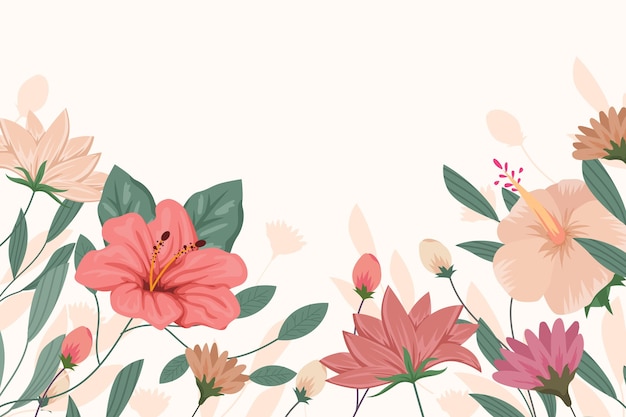 Flat design spring background with flowers