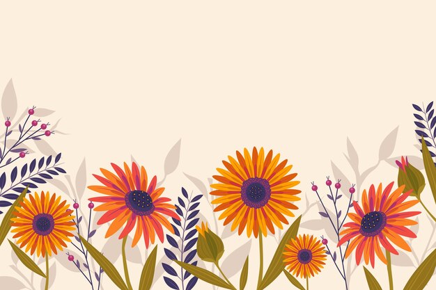 Flat design spring background with flowers