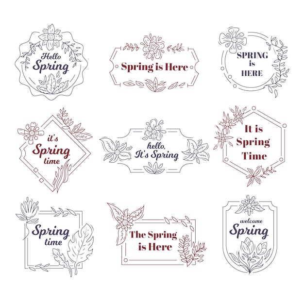 Free Vector flat design spring badge collection