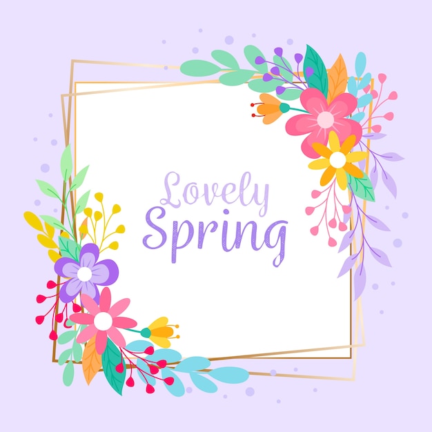 Flat design spring floral frame