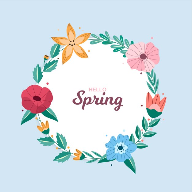 Flat design spring floral frame