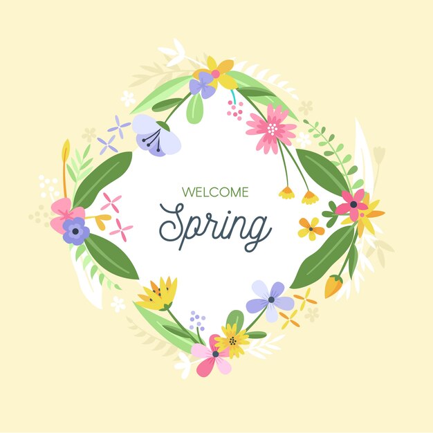 Flat design spring floral frame