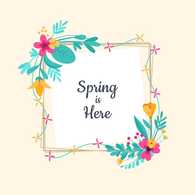 Flat design spring floral frame