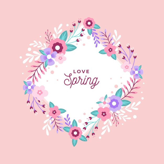 Flat design spring floral frame