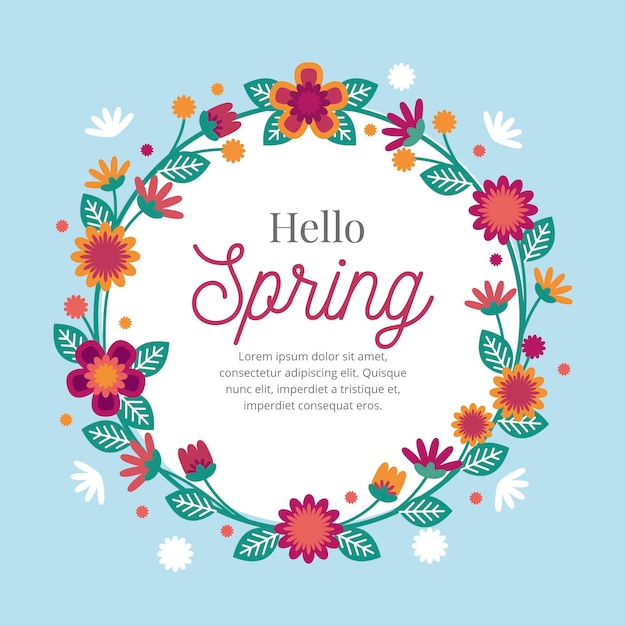 Flat design spring floral frame