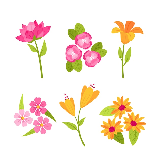 Flat design spring flower collection design