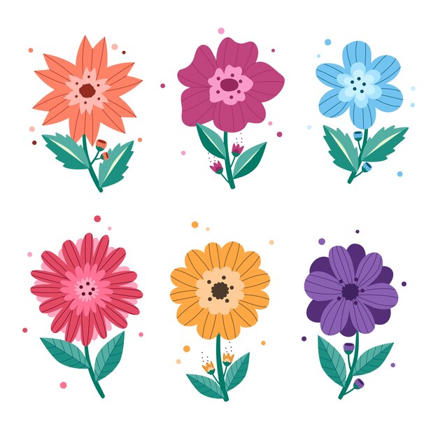 Flat design spring flower collection