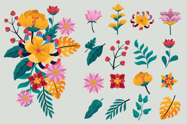 Flat design spring flower collection