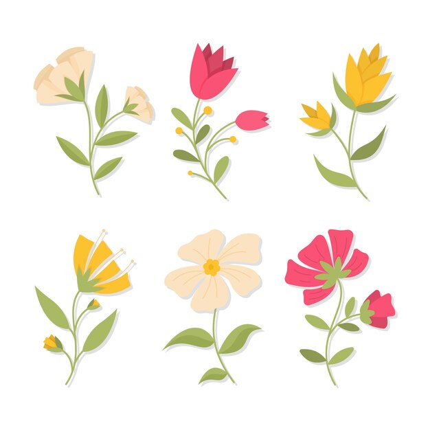 Flat design spring flower collection