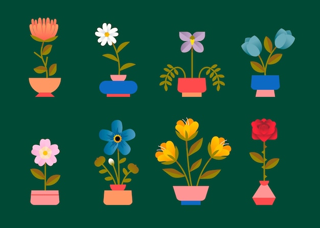 Free Vector flat design spring flowers collection