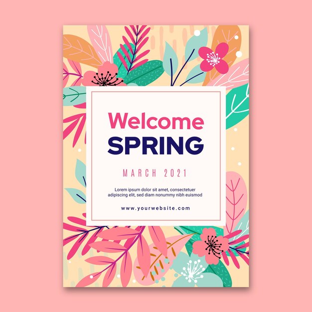 Flat design spring greeting card template