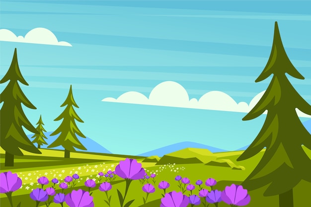 Free Vector flat design spring landscape concept